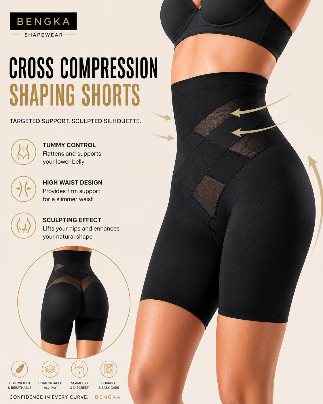 Cross-Compression Shaping Shorts